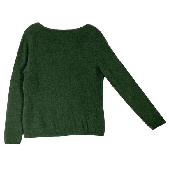 CHARTER CLUB Sweater L Green V-Neck 2-Ply Cashmere Long Sleeve Ribbed Trim - Picture 2 of 6